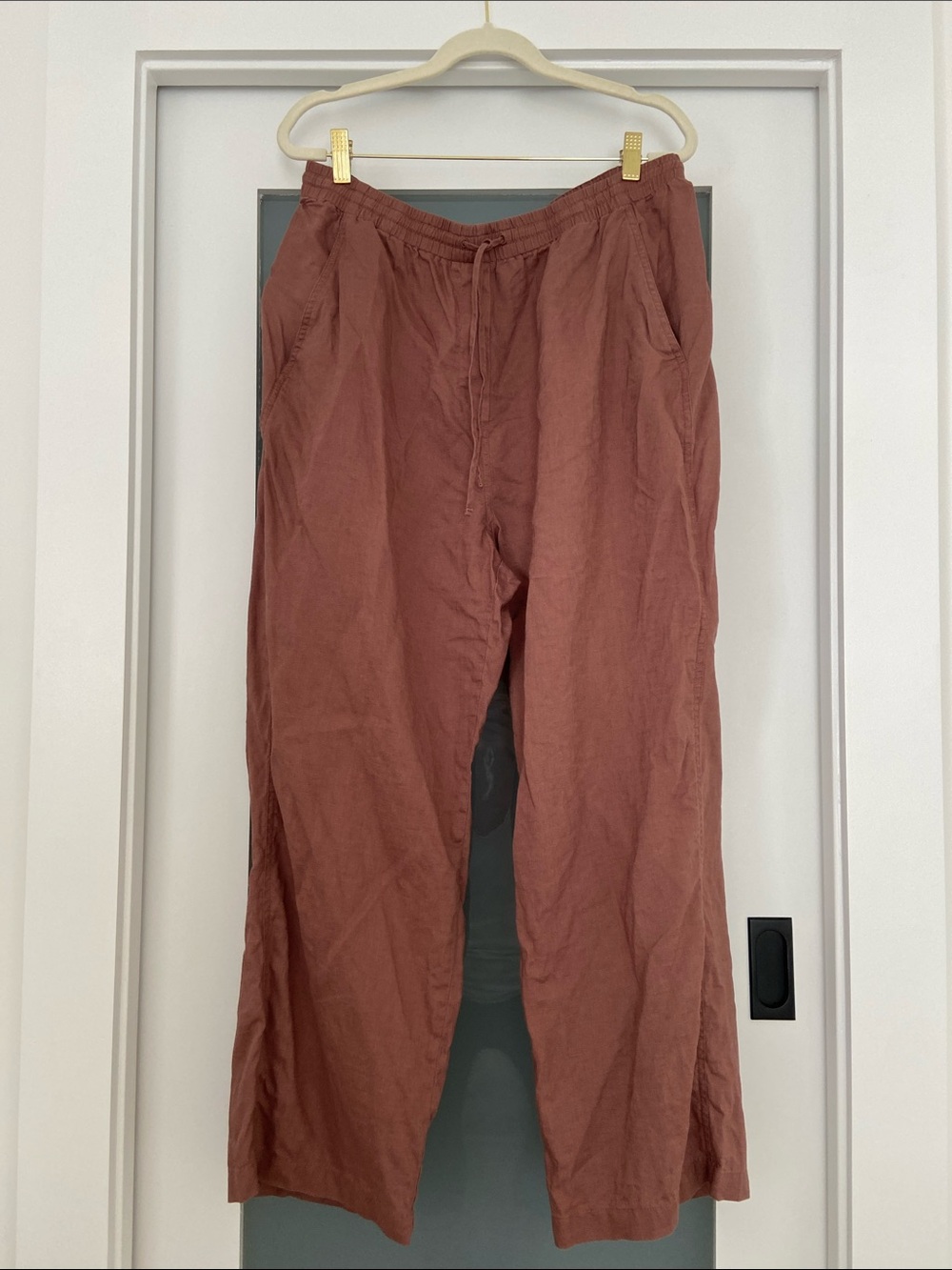 Banana Republic Linen Drawstring Chinos in Mauve